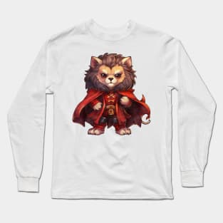 Cartoon African Lion in Dracula Costume Long Sleeve T-Shirt